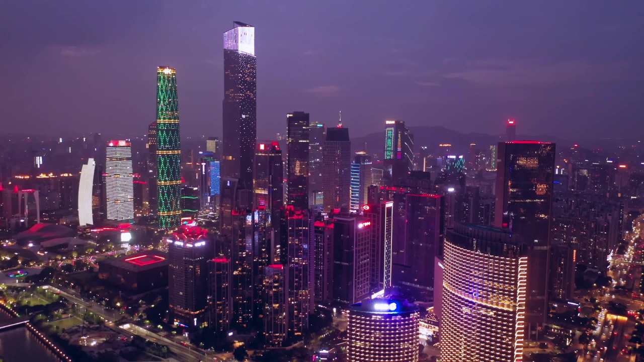 4K广州猎德大桥附近夜晚景象