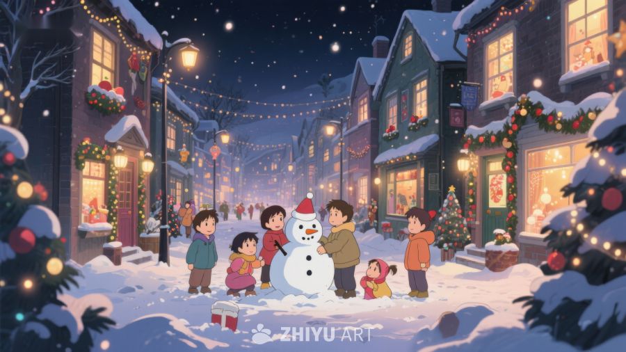 冬夜雪景中的欢乐圣诞 120