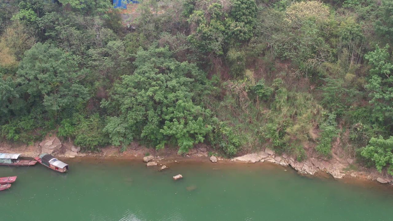 自然 风景 江边 游船 风光 航拍