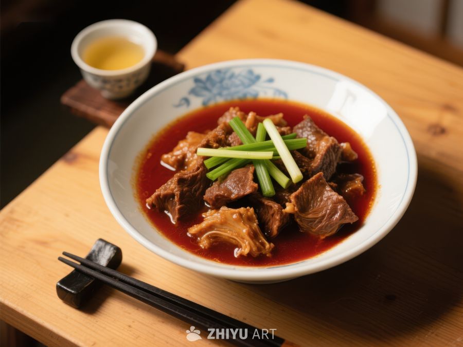 红烧牛肉配葱段的美味佳肴 37