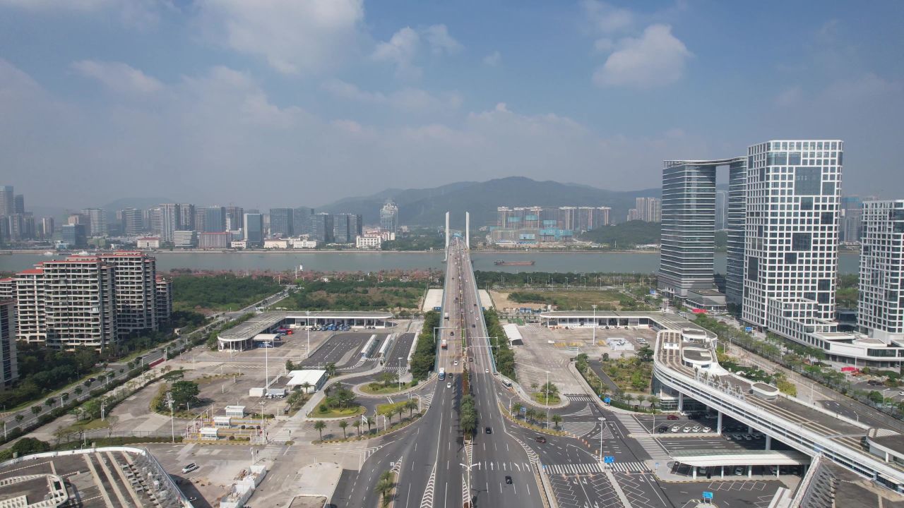 广东珠海横桥大桥桥梁交通航拍 