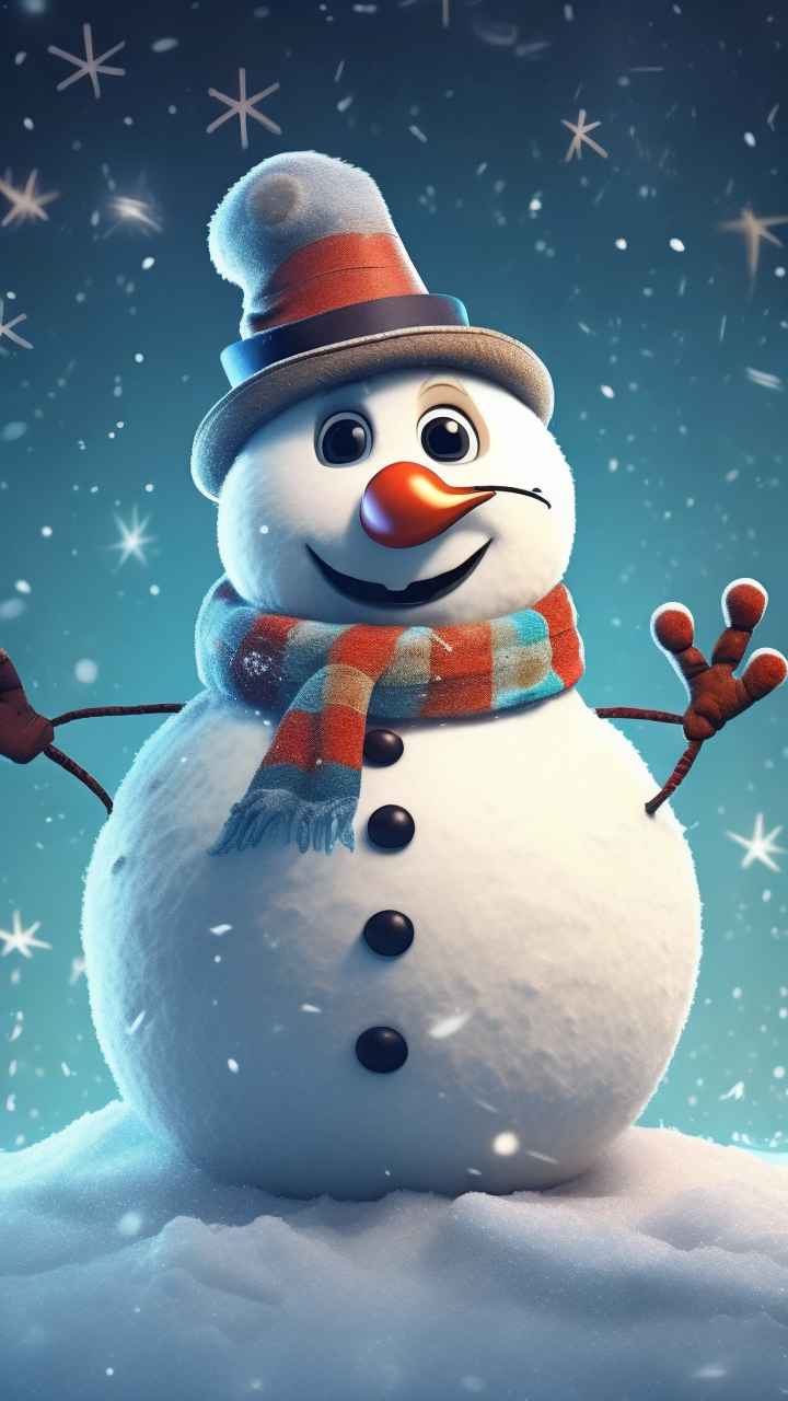 冬季插画雪人堆 52