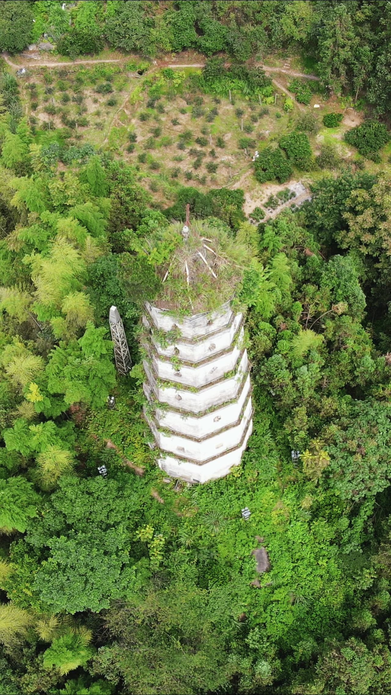 航拍湖南黔阳古城古塔建筑