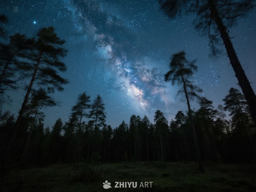 夜空下的森林与银河 367