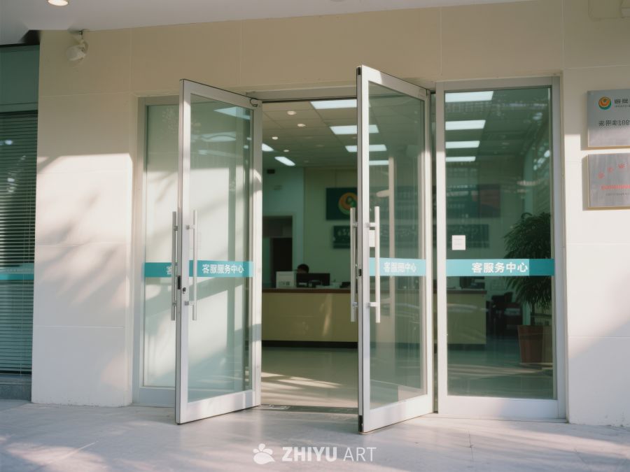 玻璃门敞开的现代化办公入口 118