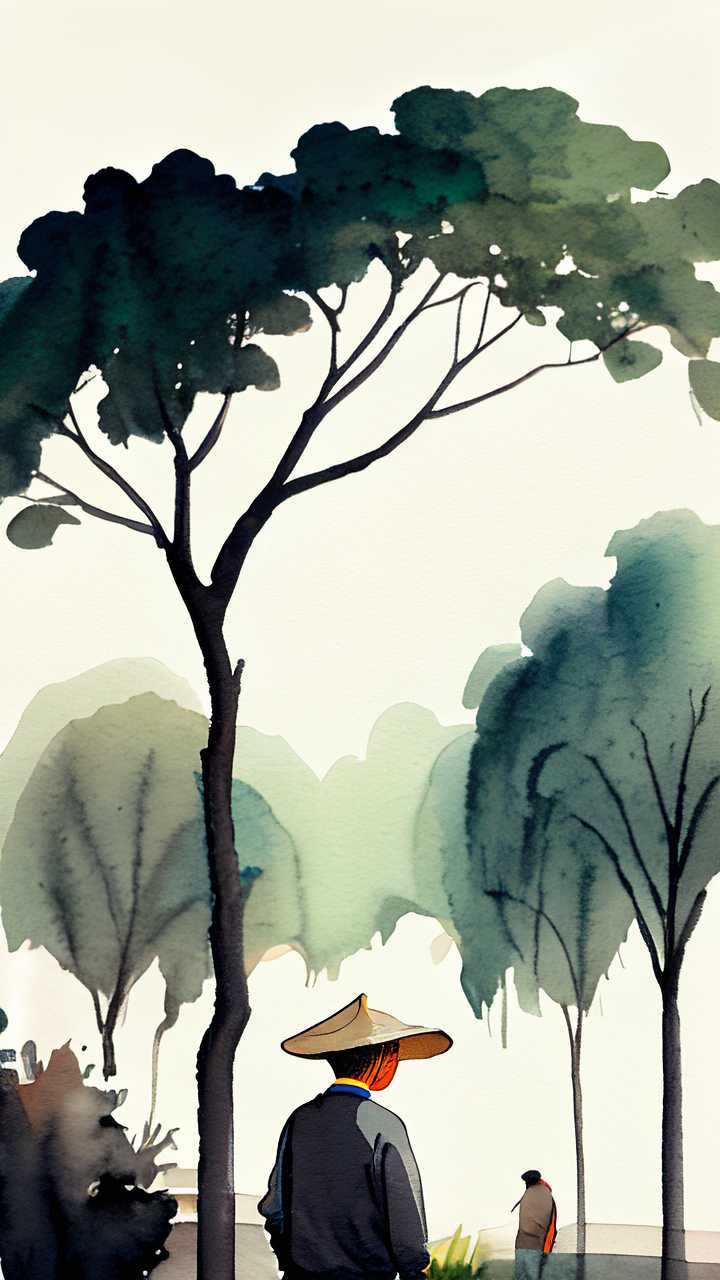 植树插画画面简约