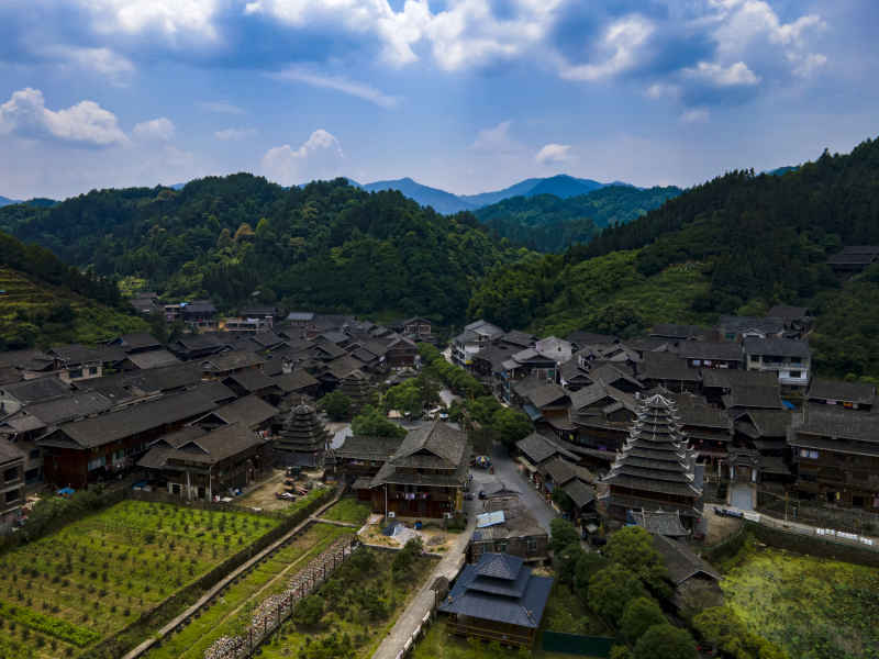 湖南新晃皇都侗寨4A景区航拍摄影图