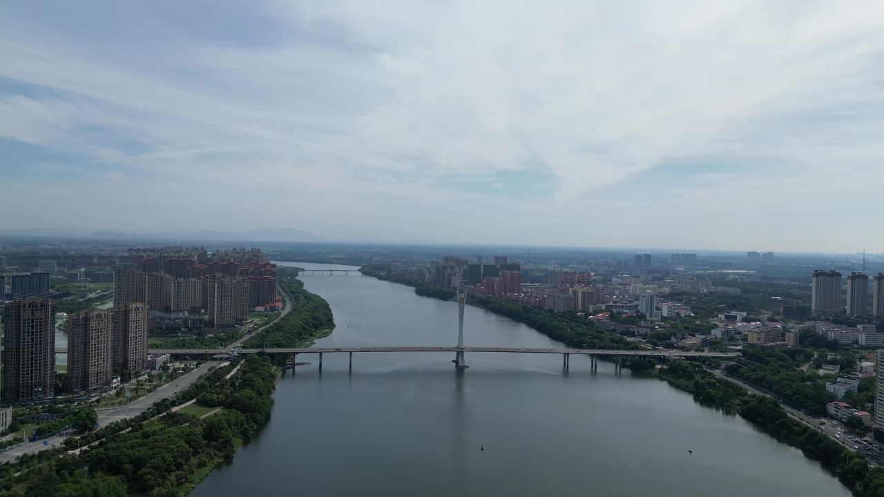 航拍鹰潭信江大桥