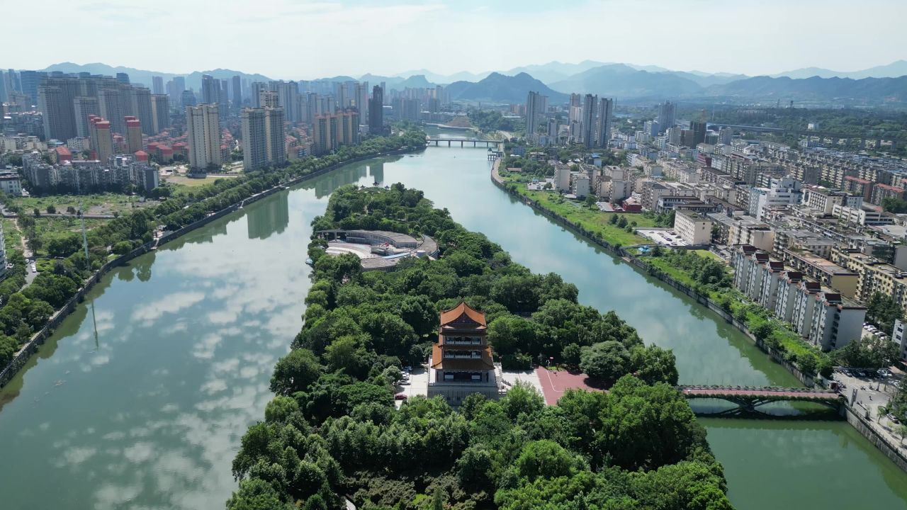 航拍江西宜春建设宜春大景