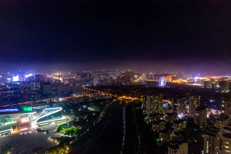 河北衡水城市夜景灯光航拍摄影图