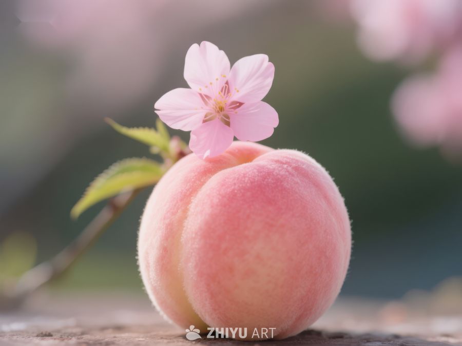 桃花点缀的鲜嫩桃子 469