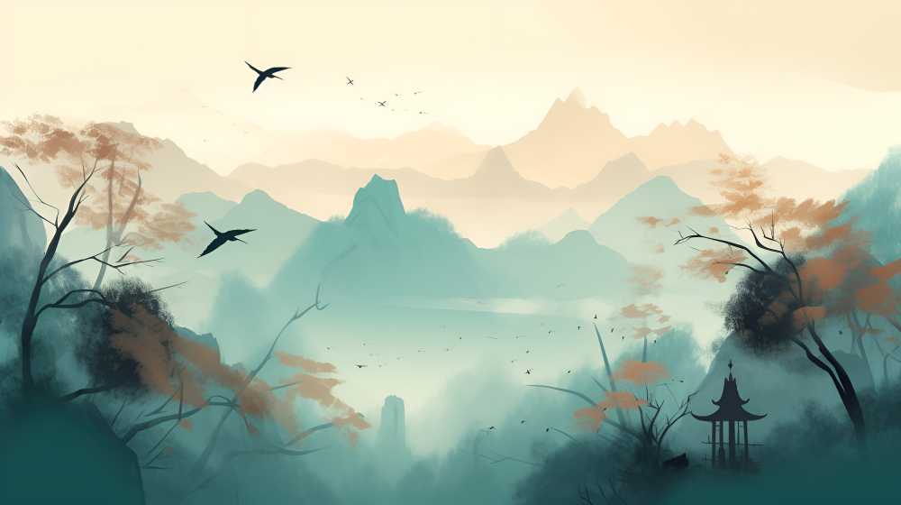 远处景色雾山峰