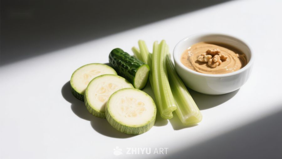 新鲜蔬菜配鹰嘴豆泥