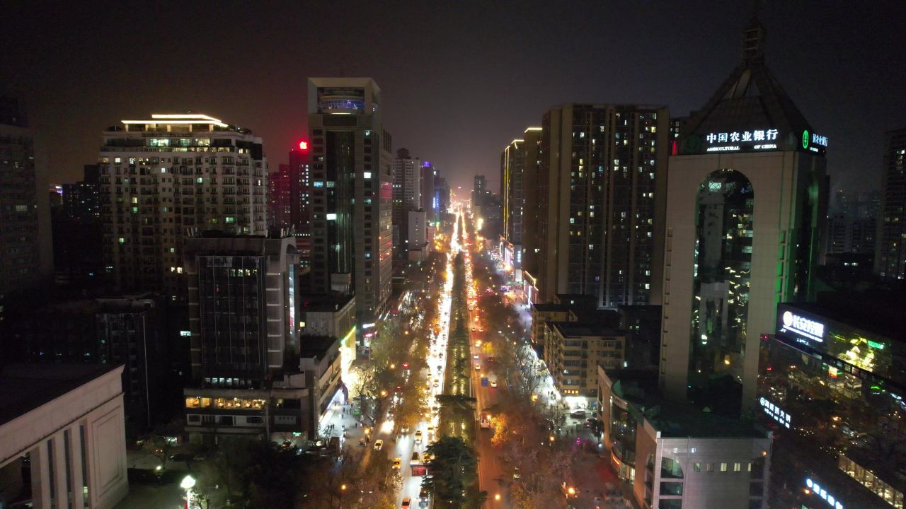 西安永宁门夜景灯光航拍