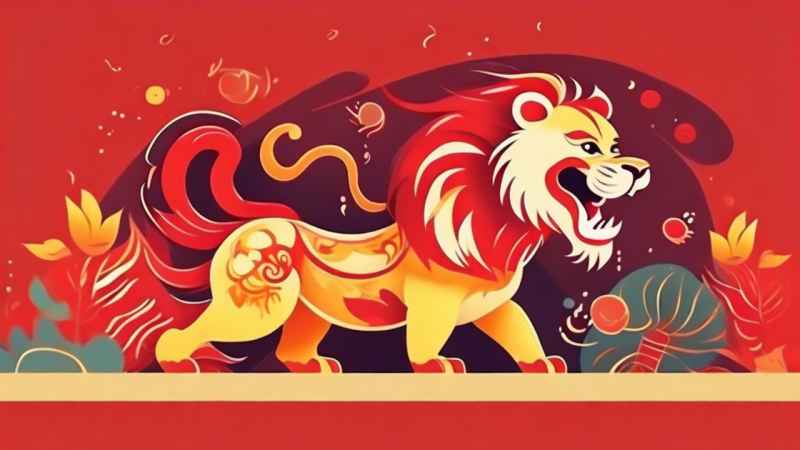 春节舞龙舞狮插画背景 6
