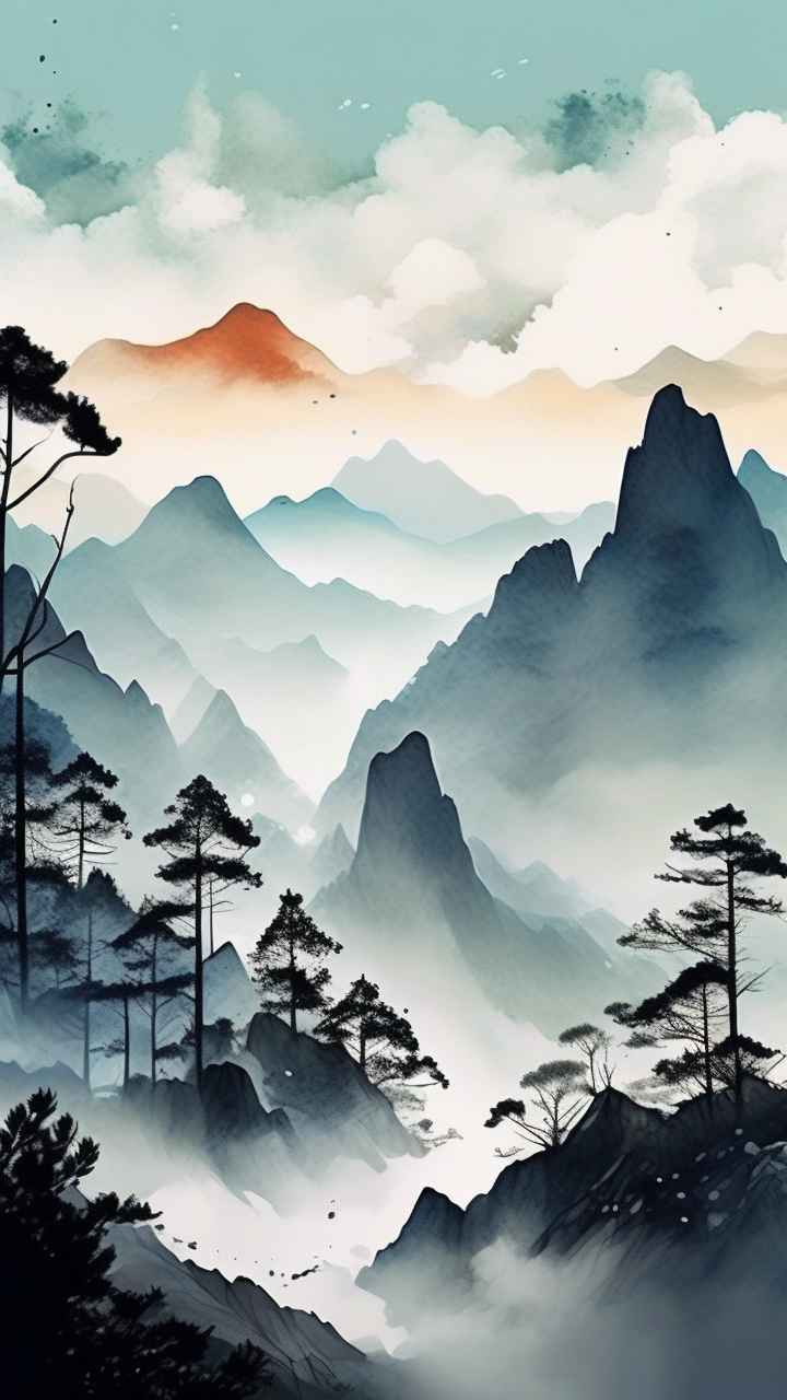 国风山水画背景插画 76