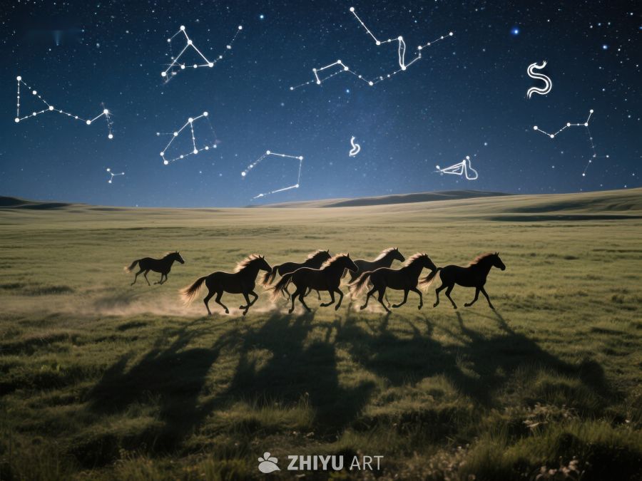 星空下奔腾的马群 156