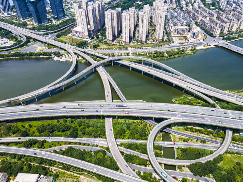 福建福州国货互通高架桥交通航拍摄影图 
