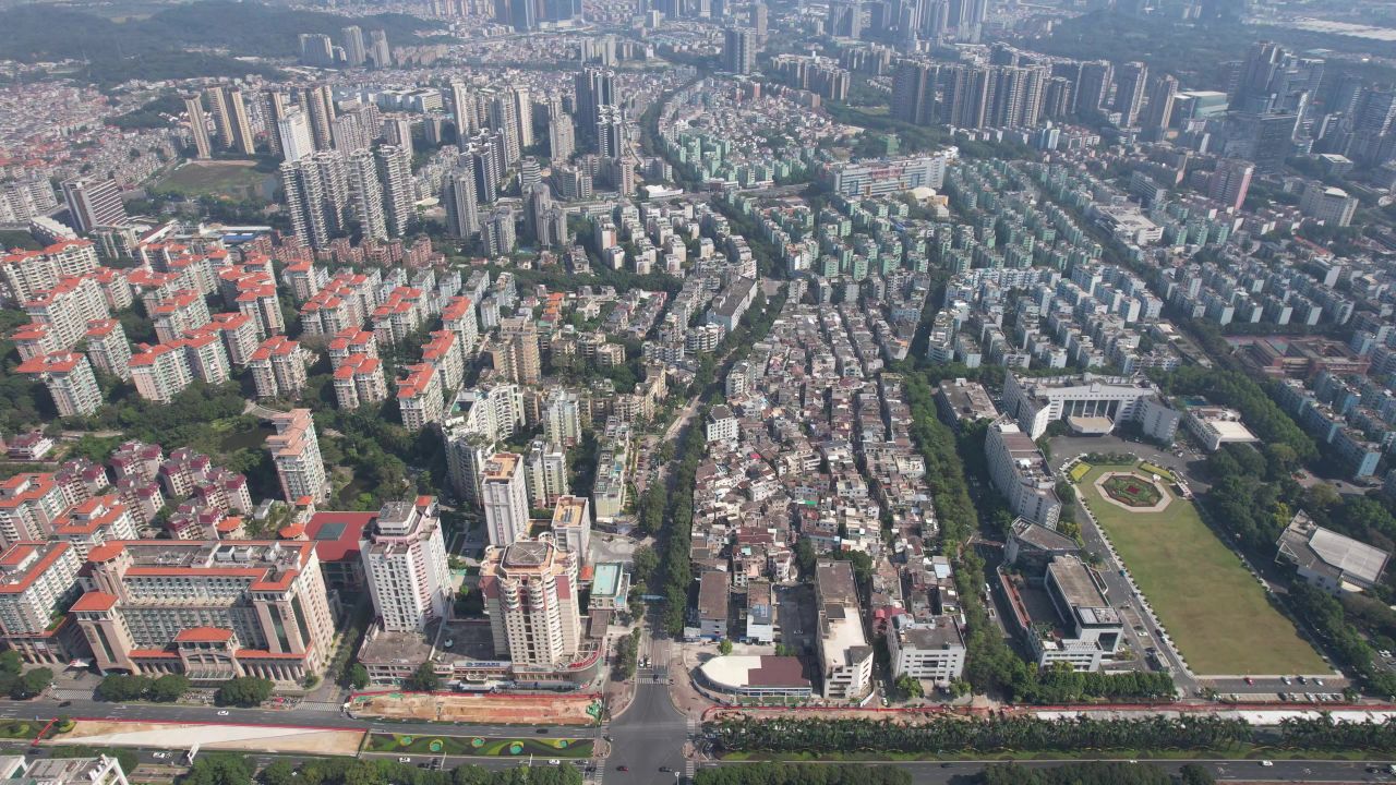 广东中山城市风光建筑航拍