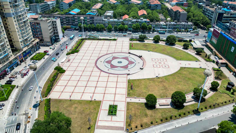 湖北鄂州城市风光航拍摄影图