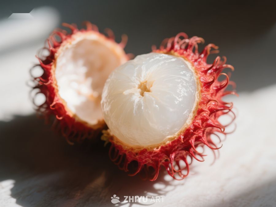 新鲜红毛丹果剖开展示 645