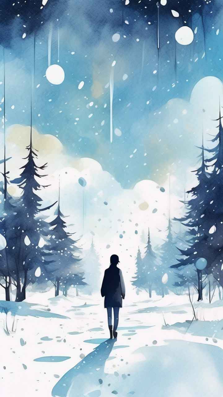 冬季背景图插画雪山雪景 47
