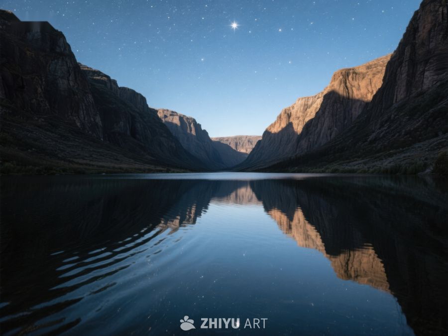 星夜峡谷湖面倒影 230