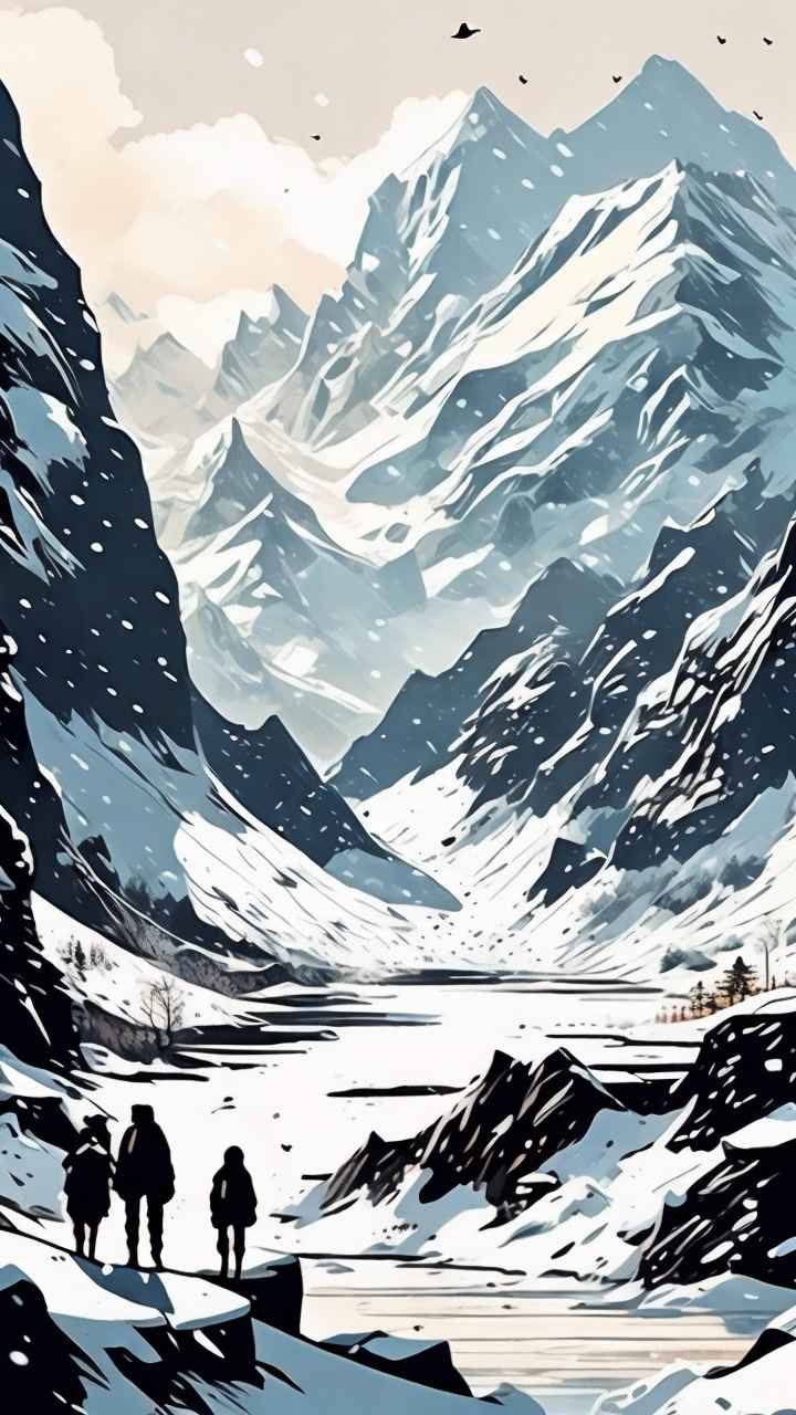 雪山高原冰川插画 42