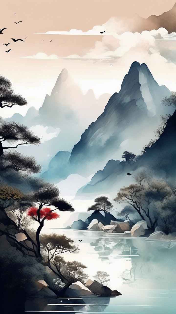 国风山水画背景插画 70