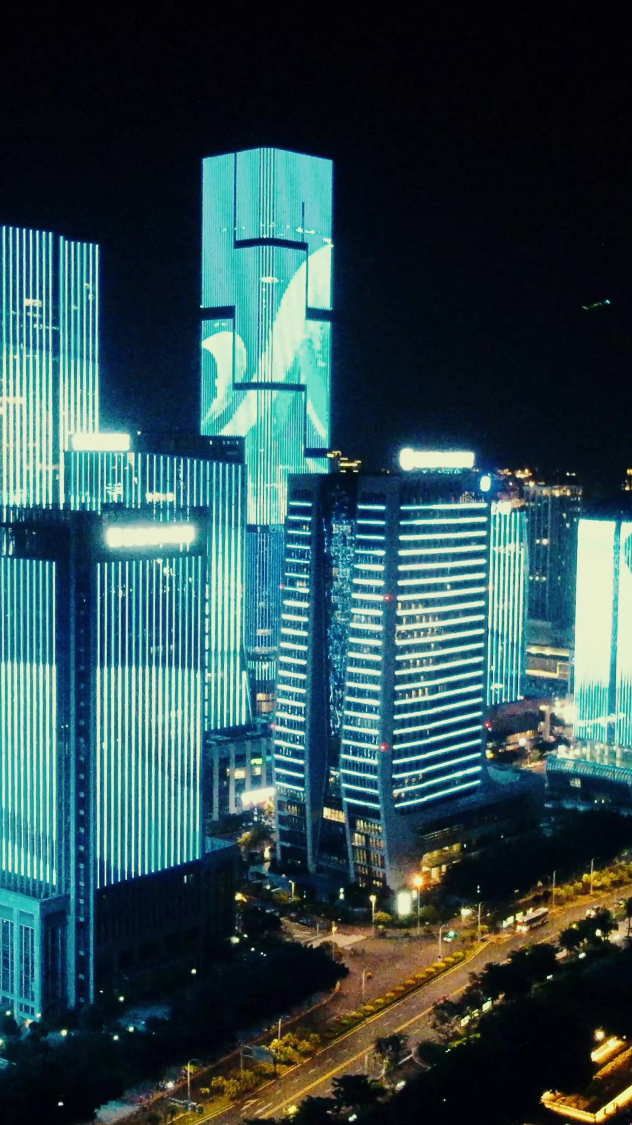 福建福州金融中心夜景灯光竖屏