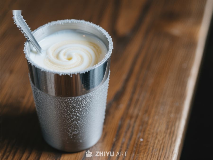 冰镇奶昔，银杯盛装