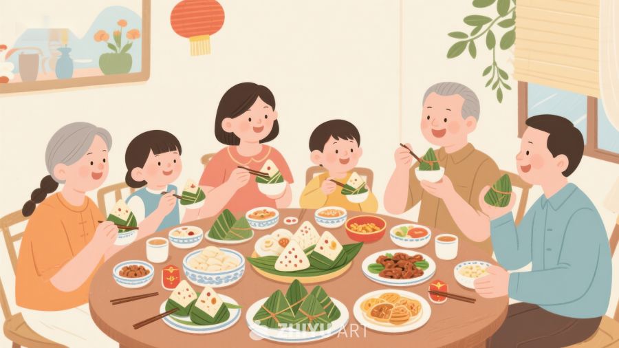 家庭围坐餐桌共享美食 209