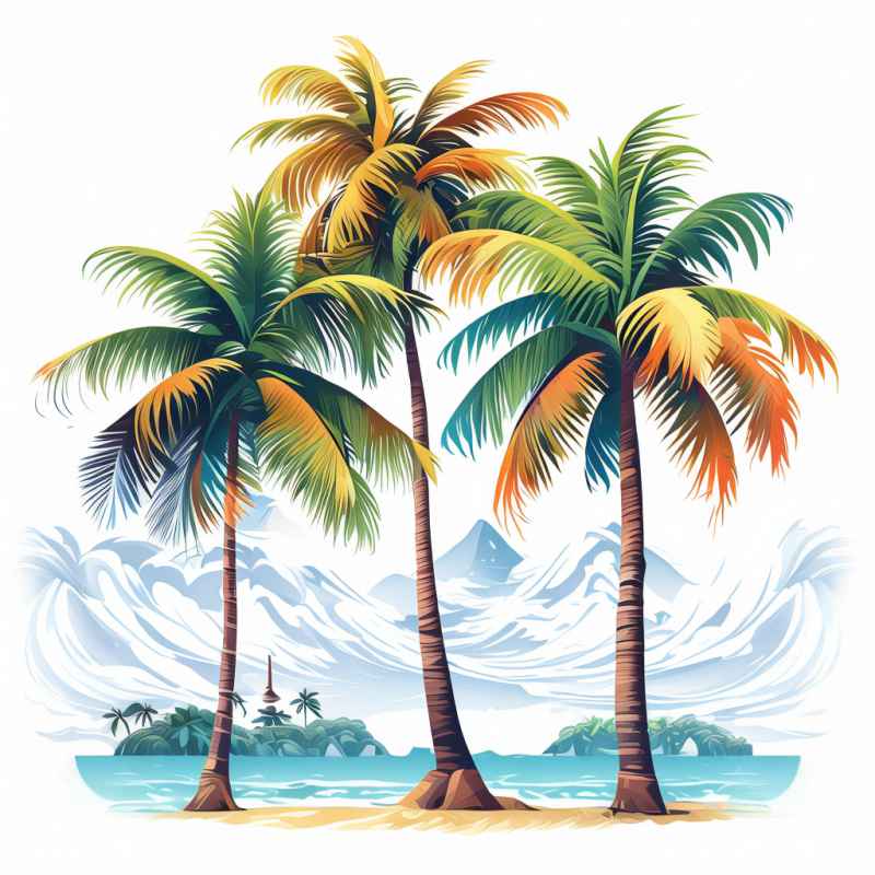 3棵热带椰子树元素插画 5