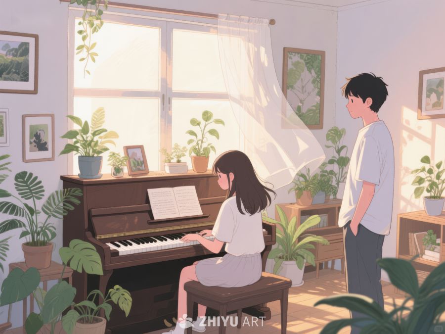 室内钢琴演奏温馨场景 676