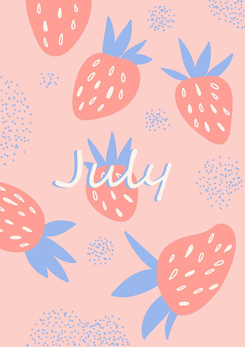 七月夏天草莓粉红色浆果模式吃维生素设计