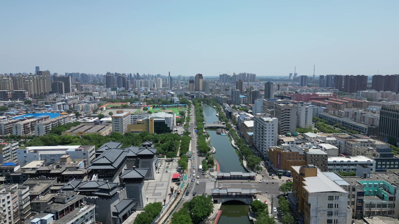  航拍许昌曹魏古城护城河
