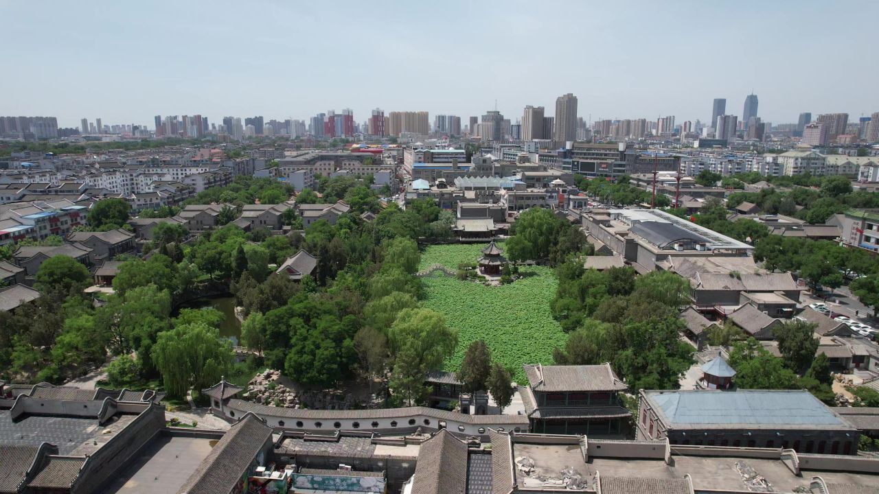 河北保定古莲池风景区航拍