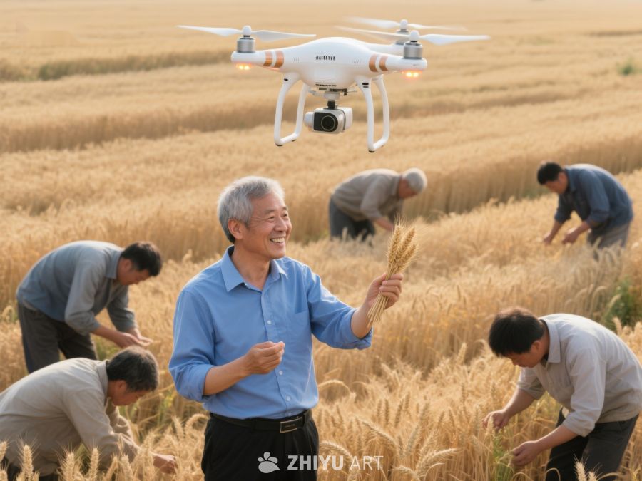 农田作业，无人机监测小麦生长 285