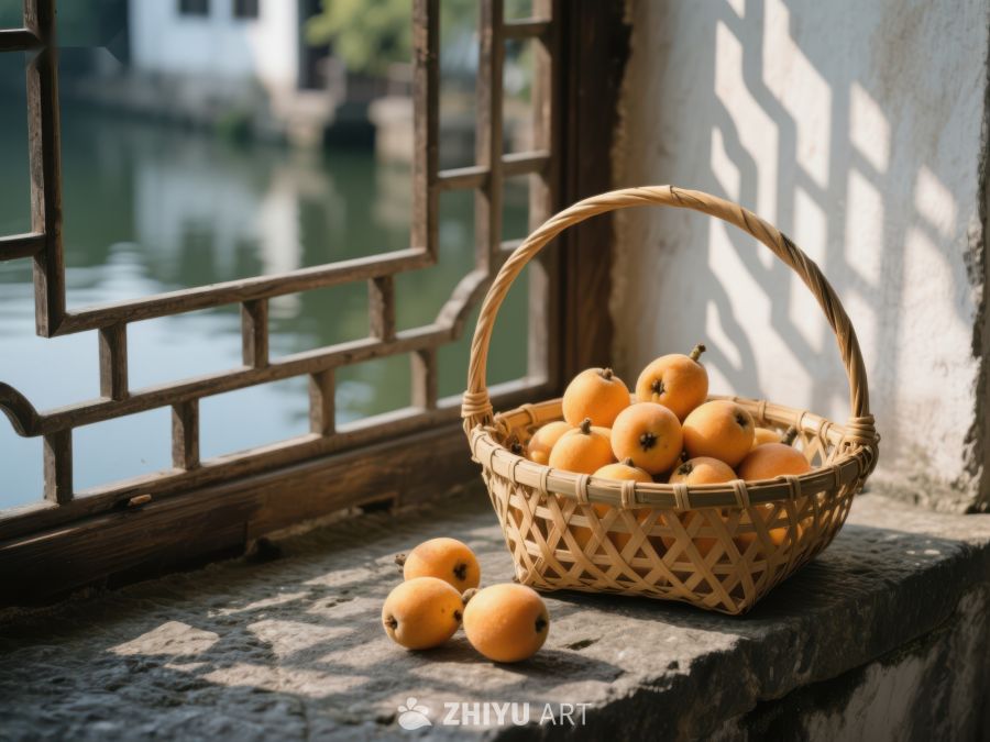 窗边竹篮盛满枇杷 157