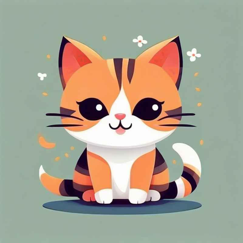 小花猫唯美插画 89