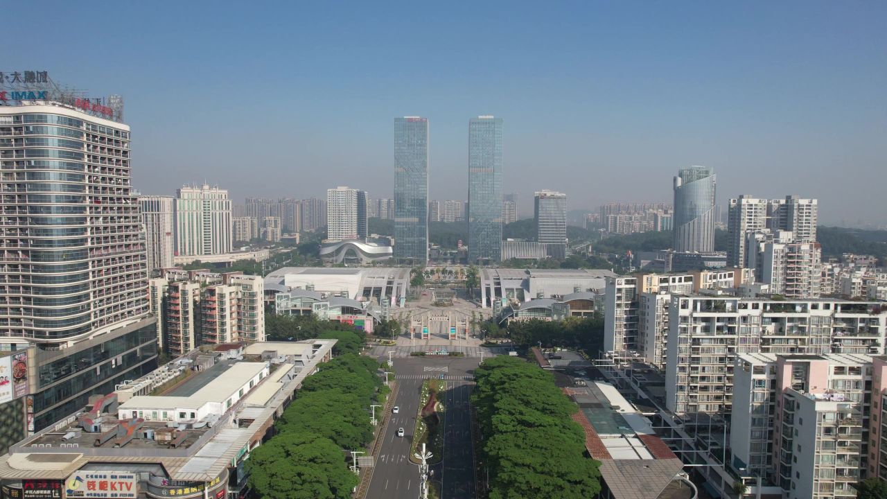 广东江门城市建设航拍 