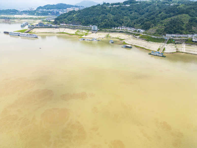 湖北秭归县三峡水库大坝航拍摄影图 