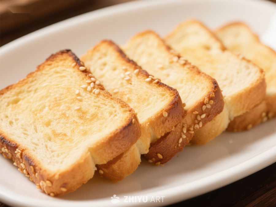 金黄色烤面包片整齐排列 259