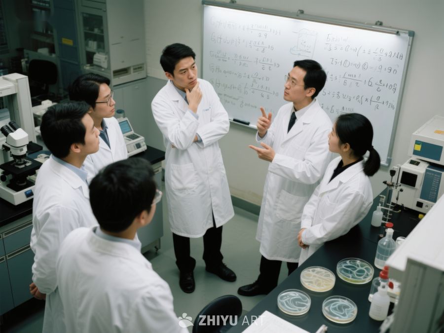 科学家在实验室讨论研究项目 217