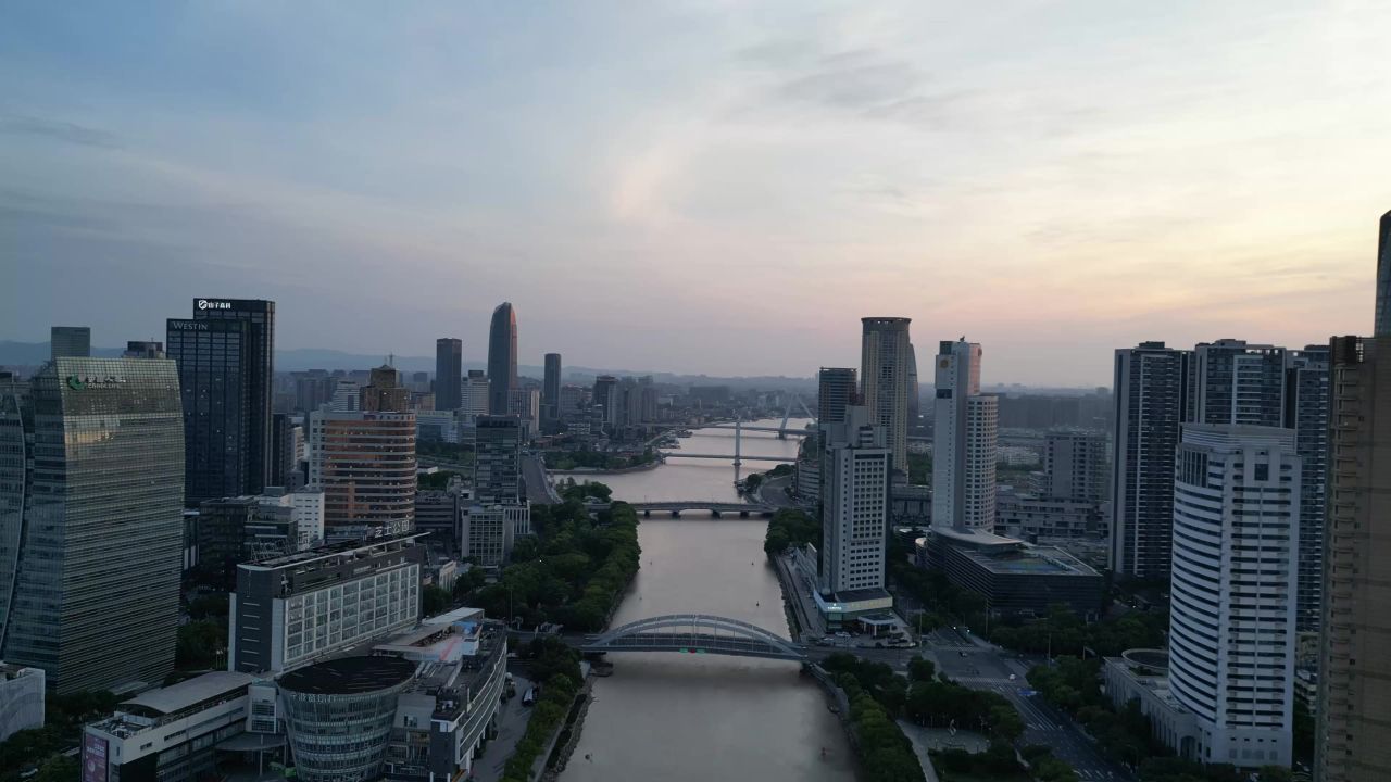 航拍浙江宁波城市风光宁波建设