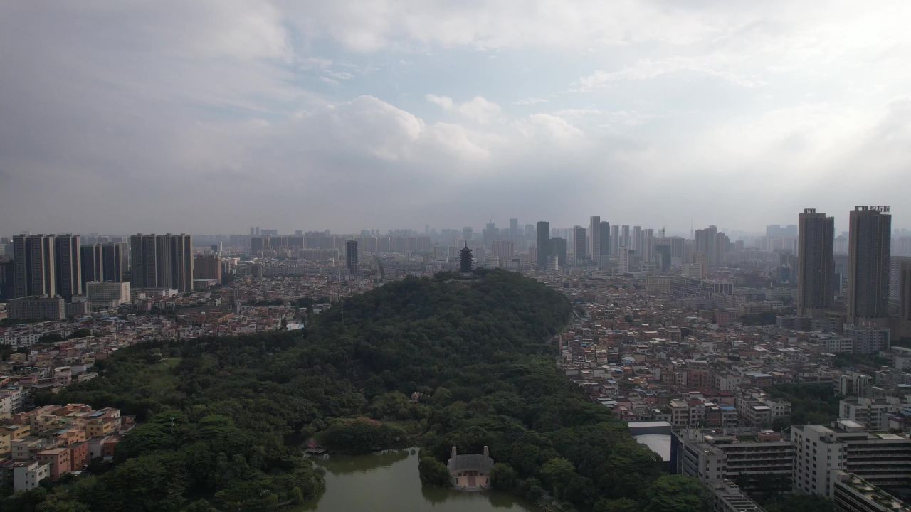 广东佛山千灯湖城市风光航拍