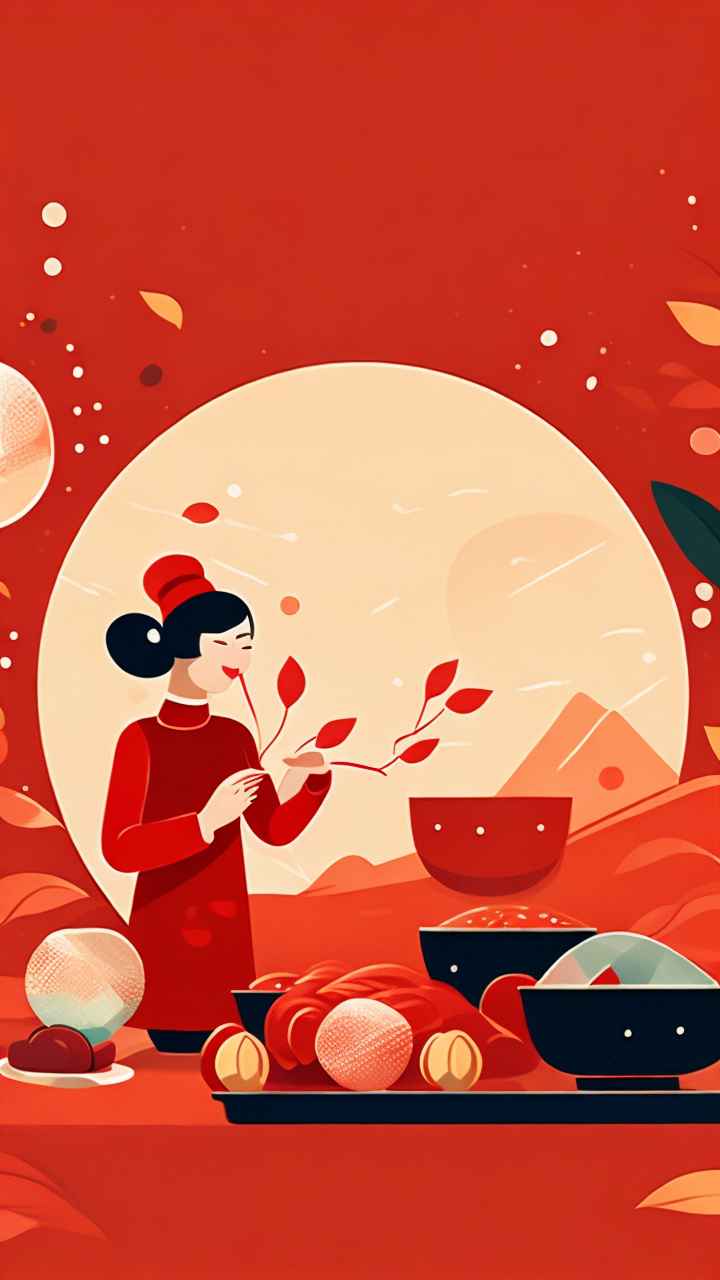 过年春节吃元宵简约插画 22
