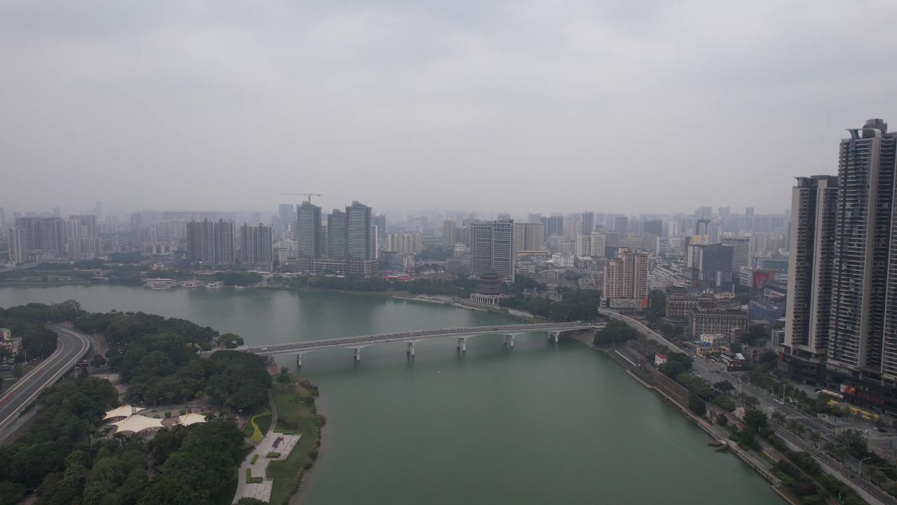 广西南宁邕江大桥交通桥梁航拍 