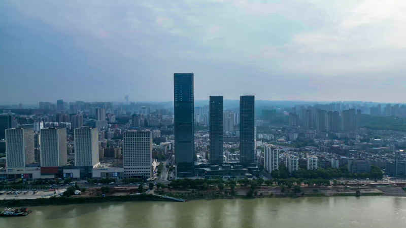 湖北宜昌城市风光航拍图 