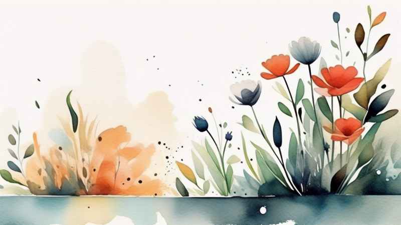 极简主义元素花朵和树枝插画